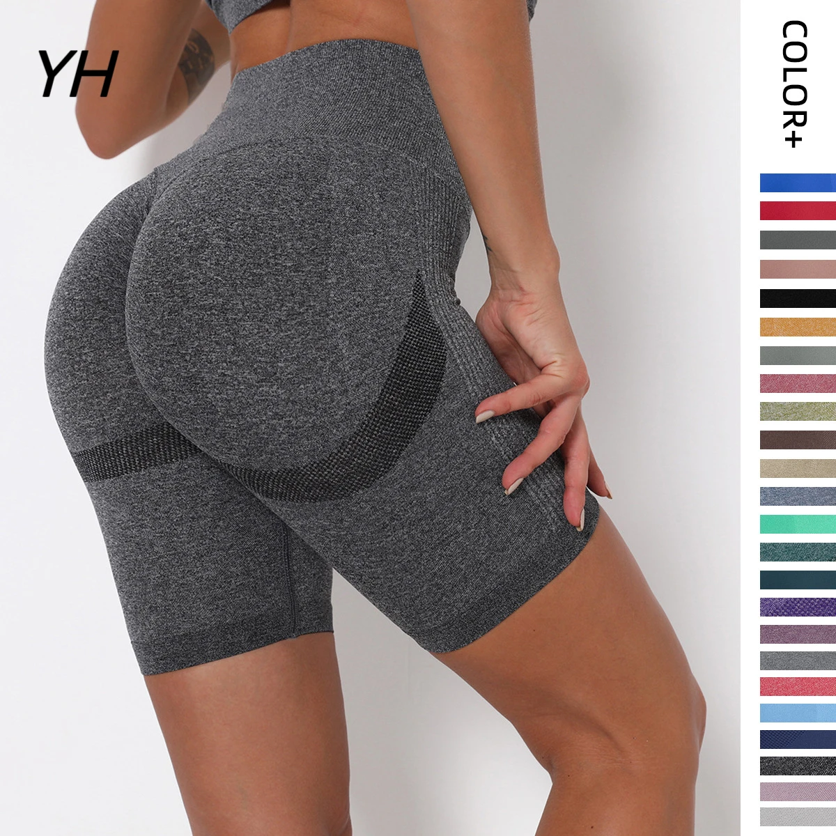 

New 24colors Seamless Knitted Buttock Sports New Shorts Running Yoga Fitness Pants Tight Quick Dry Training Yoga Shorts Women