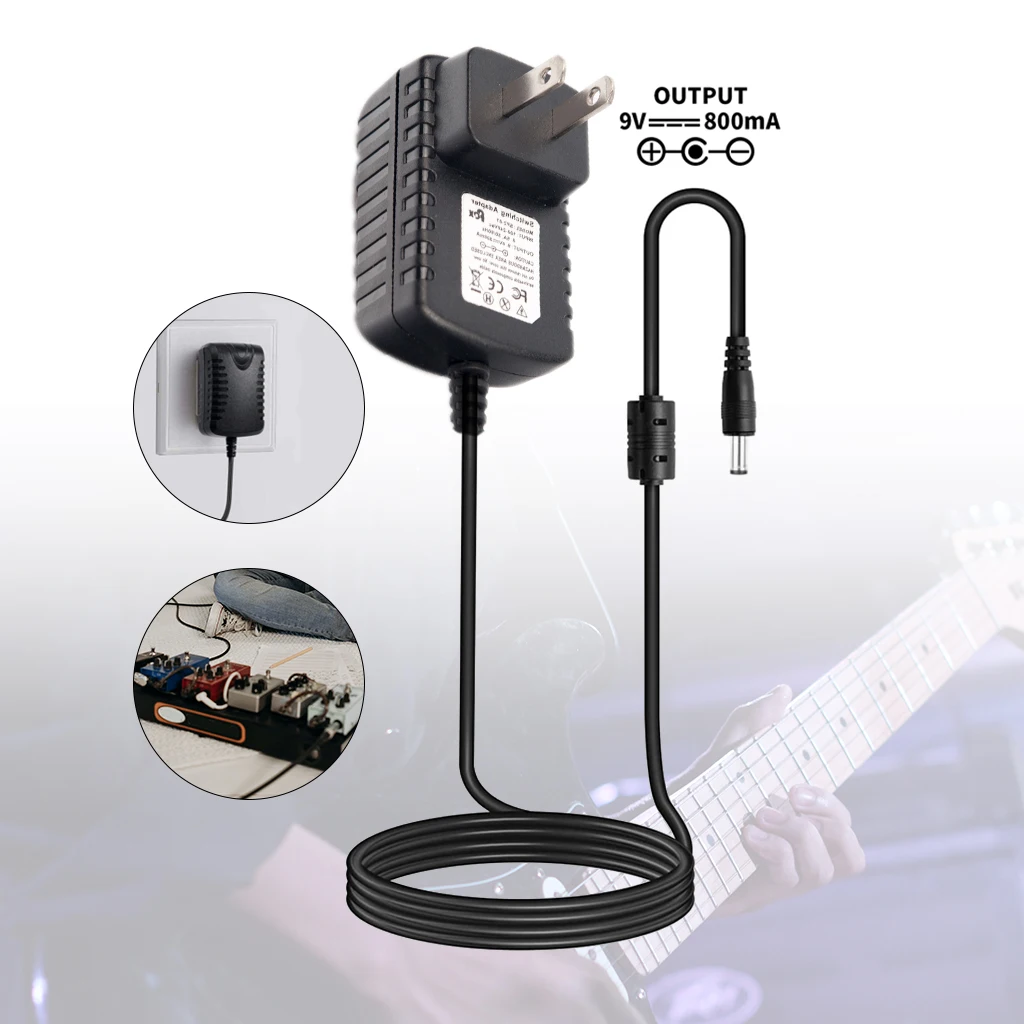 JEPedal Power-Adaptateur d\'alimentation électrique, chargeur noir, accessoires de pédale JEEffects, prise US, 9V, 800MA