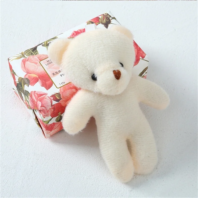 5Pcs 11CM Mini White Teddy Plush Doll Toy Cute Doll Toy Backpack Car Key Pendant Bear Keychain Birthday Wedding Party Gift