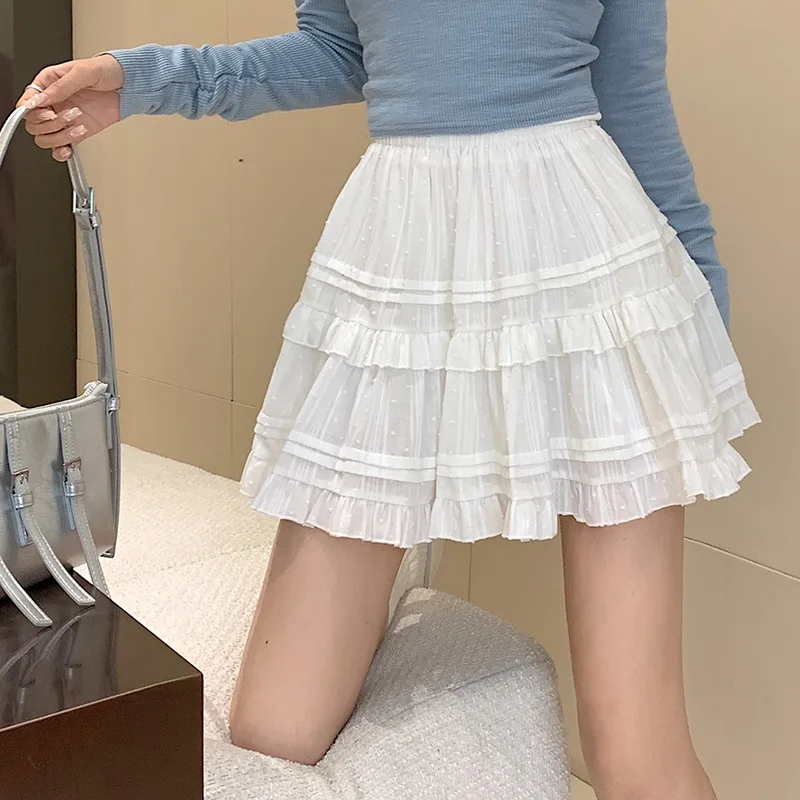 Cake Skirts Women Preppy Style Ruffles High Waist A-line Age-reducing Temper Classy Safety Korean Fashion Summer All-match Ins