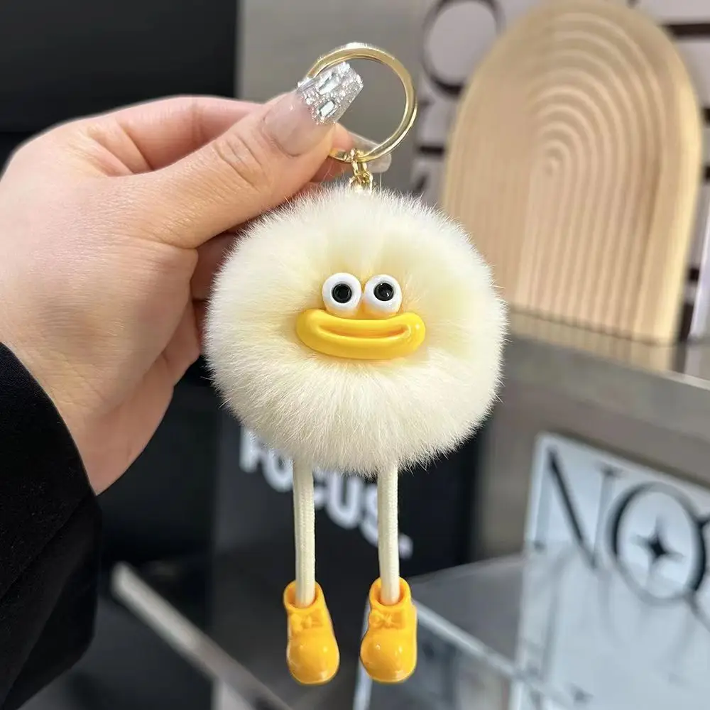 Cute Creative Imitation Otter Rabbit Fur Big Mouth Small Cinderblock Car Keychain Pendant Plush Children Book Bag Charm Gift