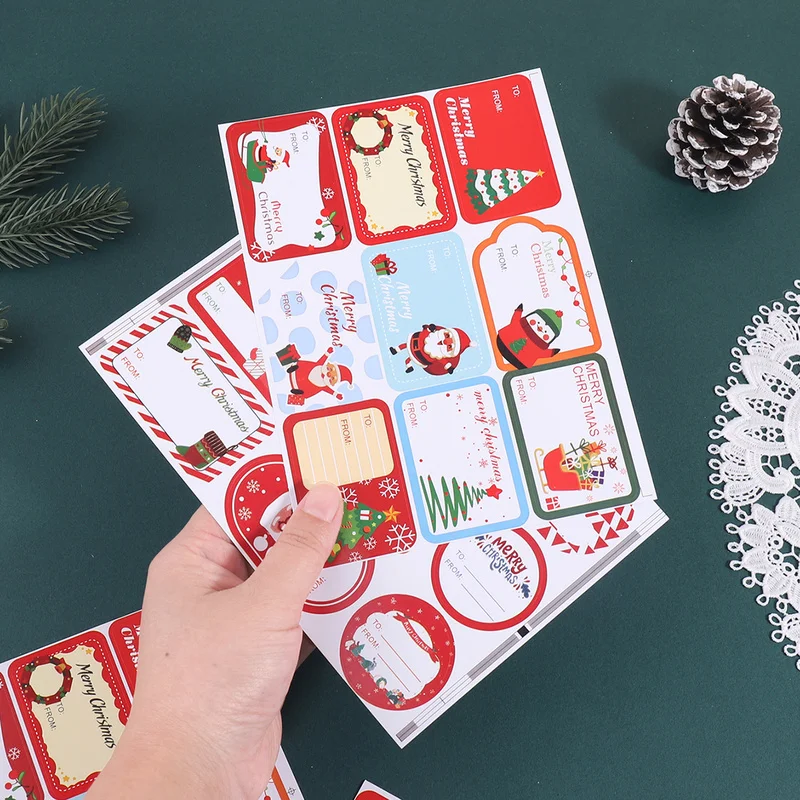10 sheets/pack Christmas Sticker Sets Holiday Patty Gift Series Decoration Adhesive Stickers Gift Tags Sticker Gift for Friends