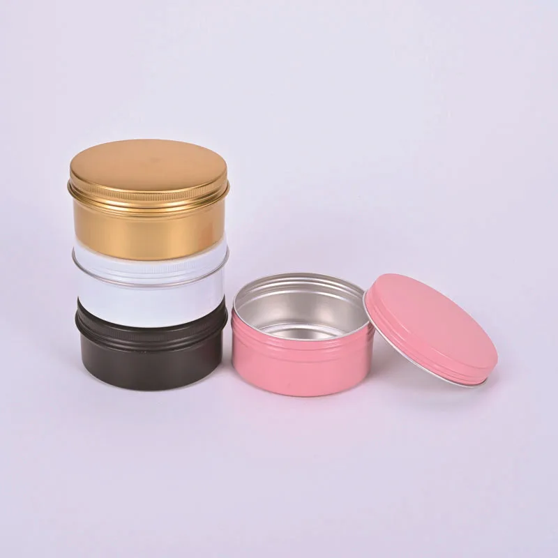 100pcs 150ml Black/Gold Empty Aluminum Cosmetic Containers Pot Lip Balm Jar Tin For Cream Ointment Hand Cream Packaging Box