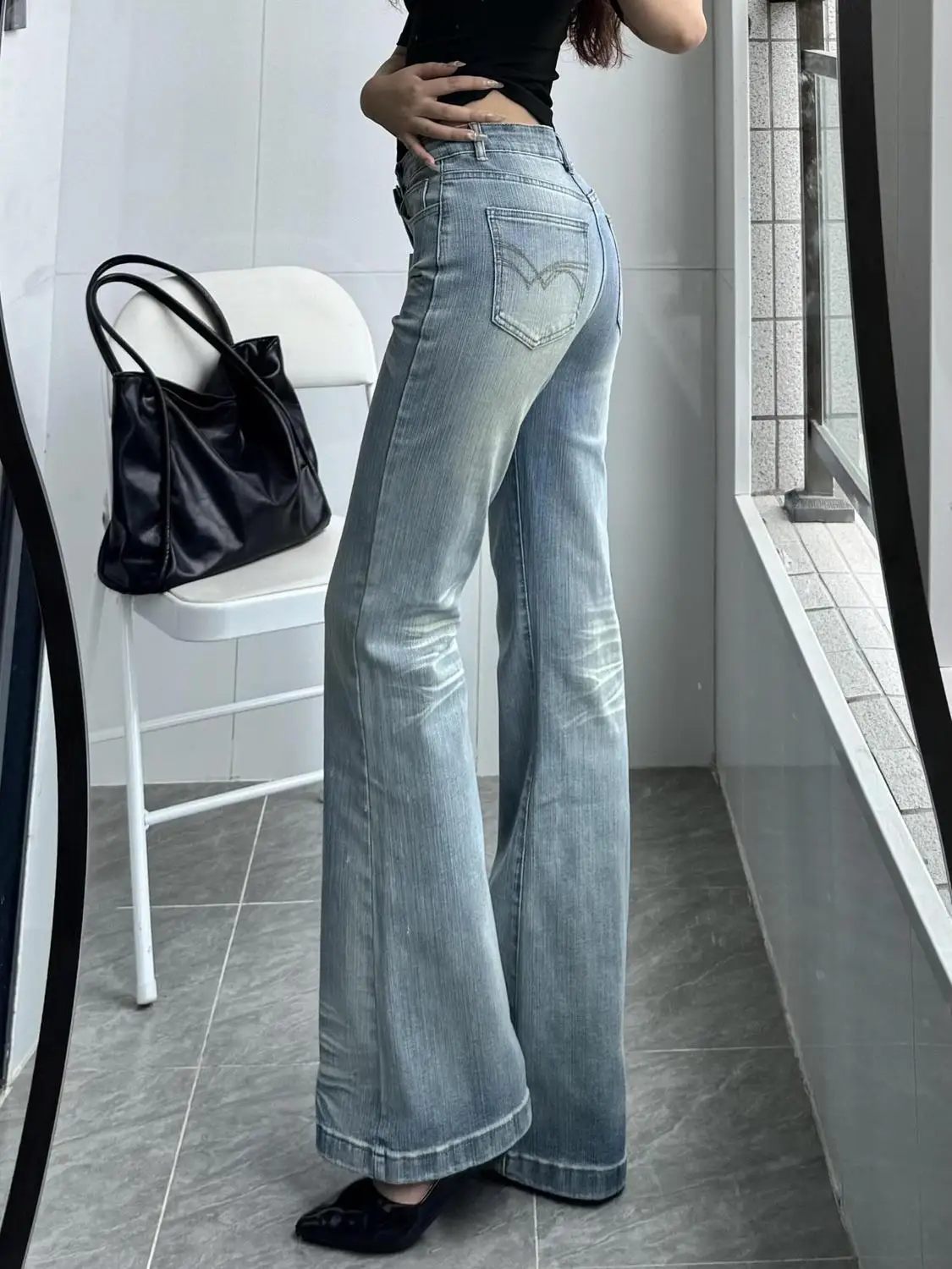 

High Waist Wide Leg Jeans Women's Summer New Style Loose Fit Slimming Jeans American Washed Denim Pants Straight Cut Jeans