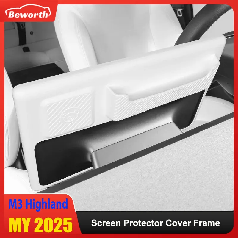 

For Tesla Model Y Juniper Launch 2025 Model 3 Highland Screen Protector Cover Frame Edge Navigation TPE Protective ETC Organizer