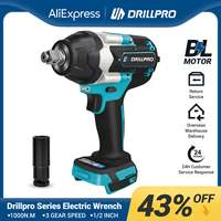 Drillpro 1000N.M 1/2 INCH Brushless Electric Impact Wrench with 3 Gear Speed Cordless Wrench Car Power Tools For Makita Battery