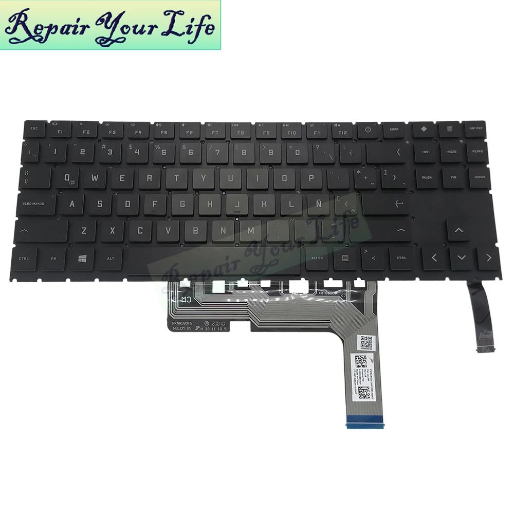 La/latein us deutsch rgb hintergrund beleuchtete tastatur für hp omen 15-en 15-en0028ax 15-en0013dx 15-en1000na weißes buntes licht v193446gs1