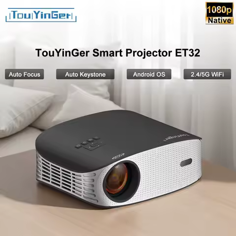 Touyinger ET32 Full HD Projector 4K Support 1500ANSI Home Living Room Smart TV 5G WIFI LED Home Theater Video Beam Projector