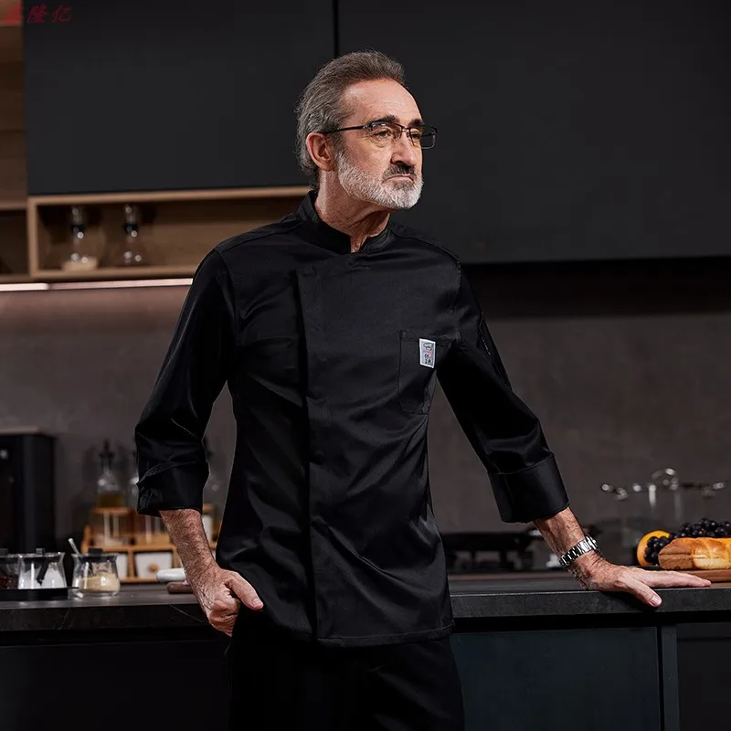 Uniforme de Chef de Hotel, ropa de trabajo para Chef de restaurante, pastelería, panadero, restaurante occidental, camarero, ropa de cocina de otoño