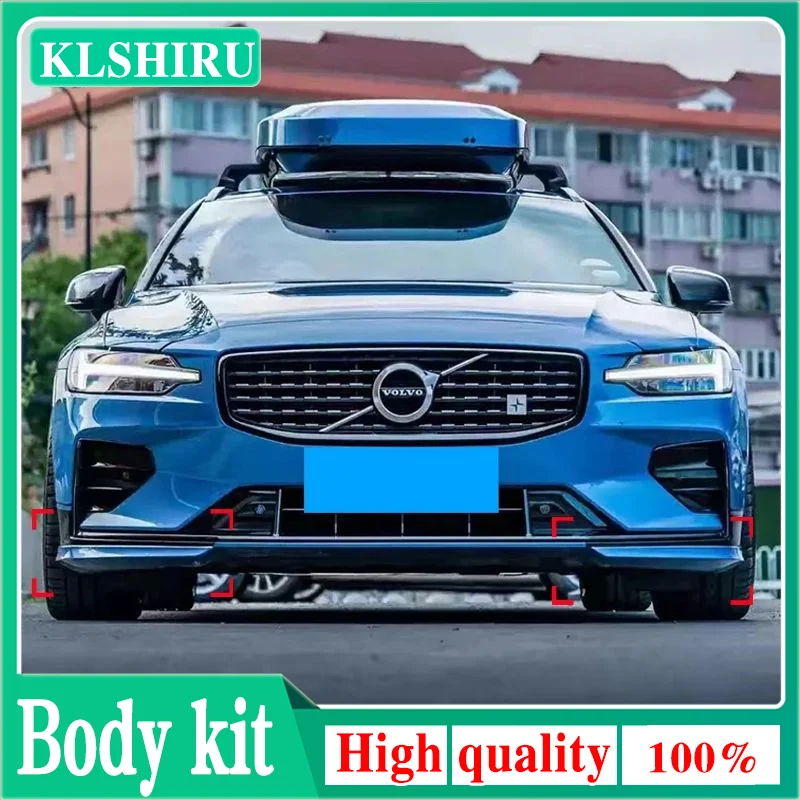 Car Styling ABS Plastic Unpainted Color Front Bumper Lip Trunk Spoiler Protector 2 Pcs For Volvo NEW S60 V60 2021 2022 2023-2024