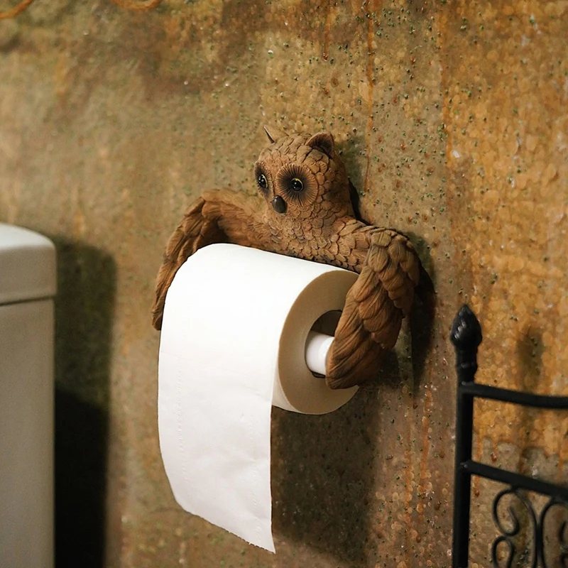 ノベルティフクロウトイレットペーパーホルダー、ティッシュホルダー、トイレ、家庭