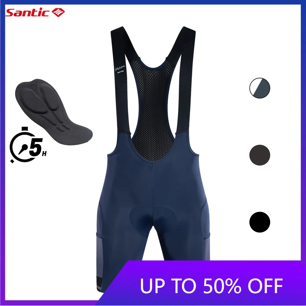 Santic Herren-Rad-Trägerhose mit Taschen, 4D-gepolstert, atmungsaktiv, Radfahren, MTB, Rennrad, Trägerhose, WM24C05176