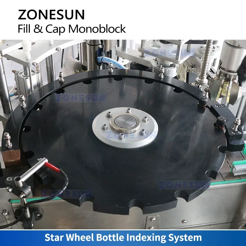 ZONESUN Automatic Bottle Peristaltic Pump Liquid Filling Capping Machine High Speed Rotary Cap Feeder Monoblock Packing ZS-AFC28