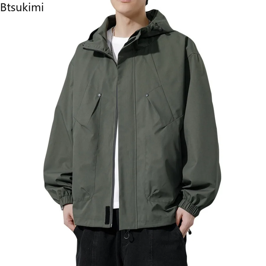 Spring Autumn New Men's Hooded Jackets Oversize 7XL 8XL Loose Casual Windbreaker Coats Male Outdoor Waterproof Softshell Jackets