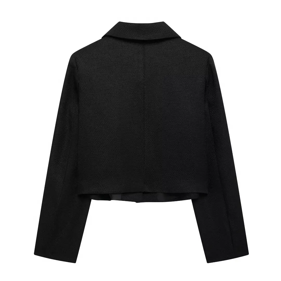 DUOPERI Women Fashion With Pockets Solid Single Breasted Jackets Coat Vintage Lapel Neck Long Sleeves Female Chic Lady Outfits