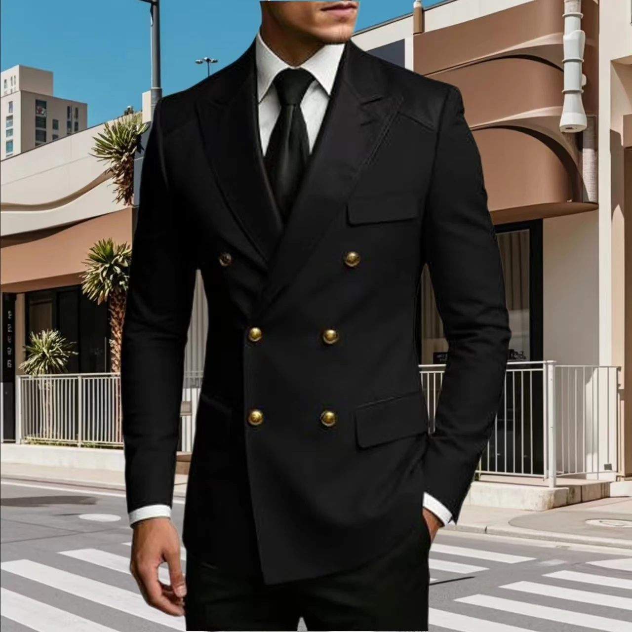 

Men's 2-Piece Linen Suit Set Casual Three-Button Blend Blazer And Pants Breathable Stand Collar for Business And Daily Wear Summ