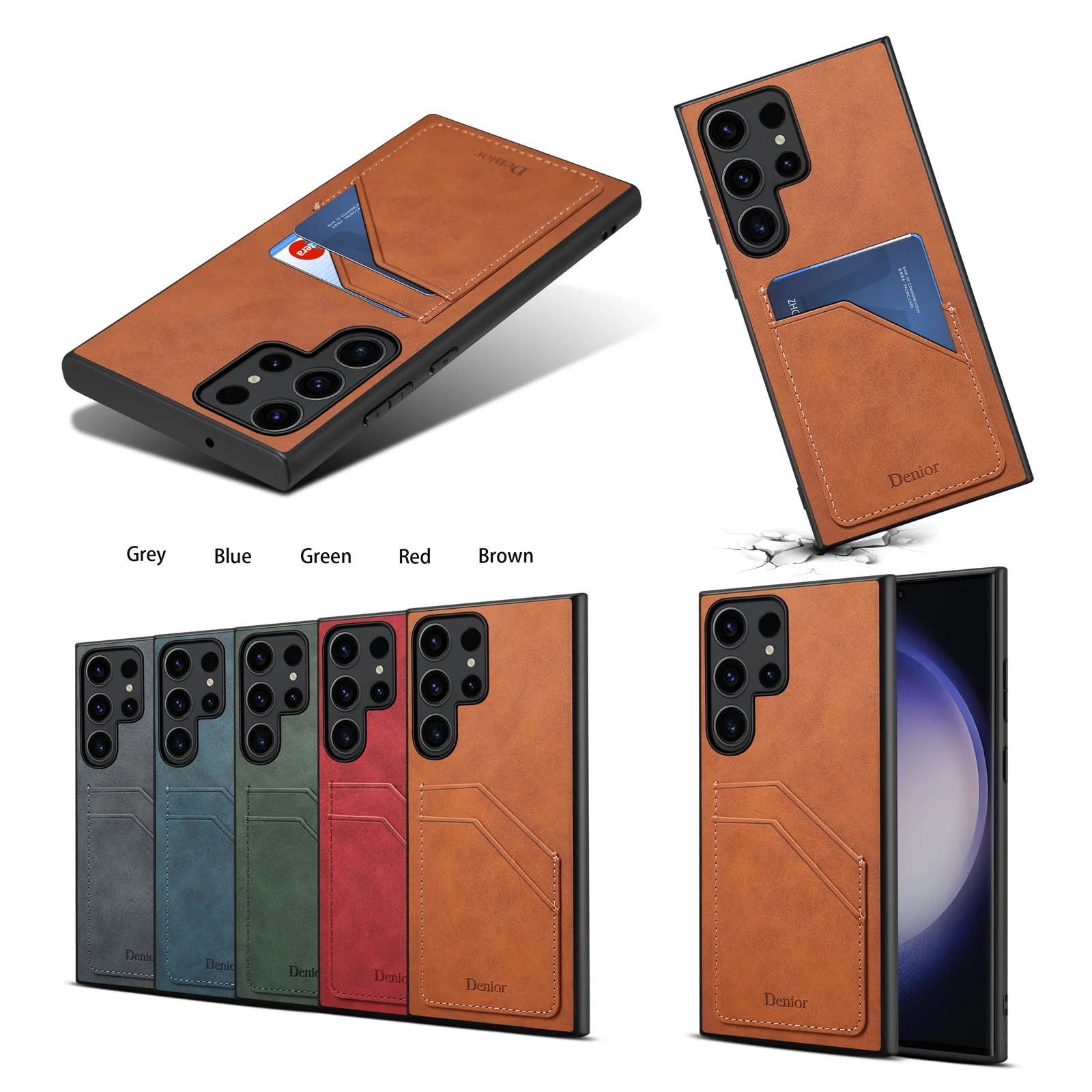 

Чехол для телефона Samsung S25 Ultra, ультратонкий чехол с вставкой, роскошный кожаный противоударный чехол из ТПУ для Galaxy S24/S23/S22/Note20 Ultra Cover