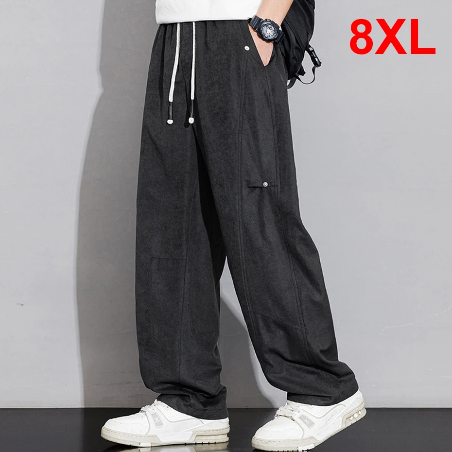 

8XL Plus Size Cargo Pants Men Stretch Waist Camp Pants Fashion Casual Straight Pants Male Big Size 8XL