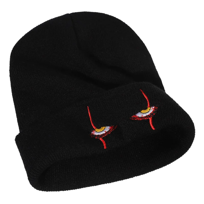 Women Autumn Winter Warm Beanie Cartoon Eye Embroidered Men Skull Cap Unisex Cosplay Knitted Hat Fashion Ski Bonnet Dropshipping