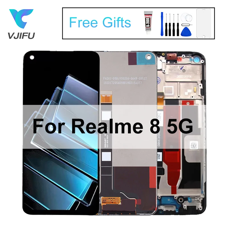 

No Dead Pixel LCD For OPPO Realme 8 5G Display Touch Screen Assembly With Frame RMX3241 Replacement