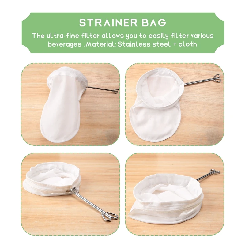 Ultra Fine Mesh Strainer Bag With Zipper,Strainers Fine Mesh With Reinforced Frame And Sturdy Handle,Nut Milk Bags