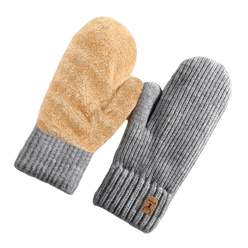 Fashion Fluffy Double-Layer Mittens Warm Thick Warm Gloves Vertical Striped Pattern No Shedding Knit Mittens Party Occasions