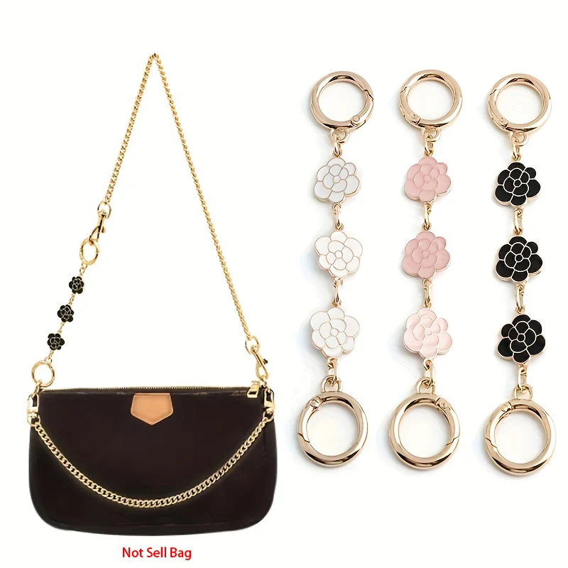 

1pc Camellia Shaped Metal Strap Extension Chain For Underarm Bag Ring Buckle Removable Reusable Fashion Bag Accessories