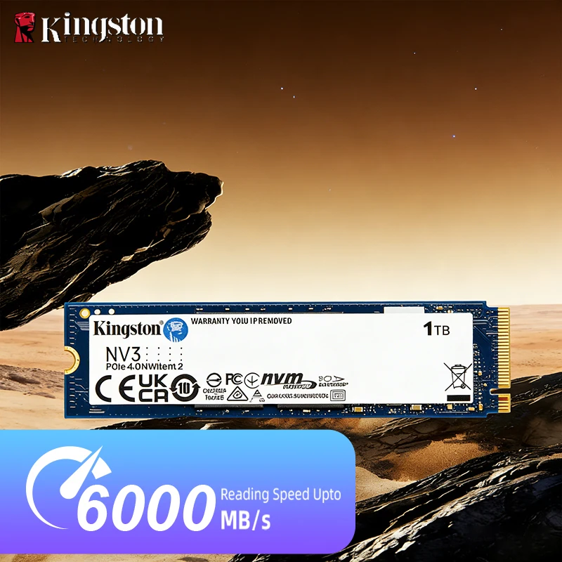 Kingston SSD NV3 1TB PCIe 4.0 Gen 4x4 Up to 6000Mb/s M.2 2280 NVMe Solid State Drive for PC Original Hard Disk
