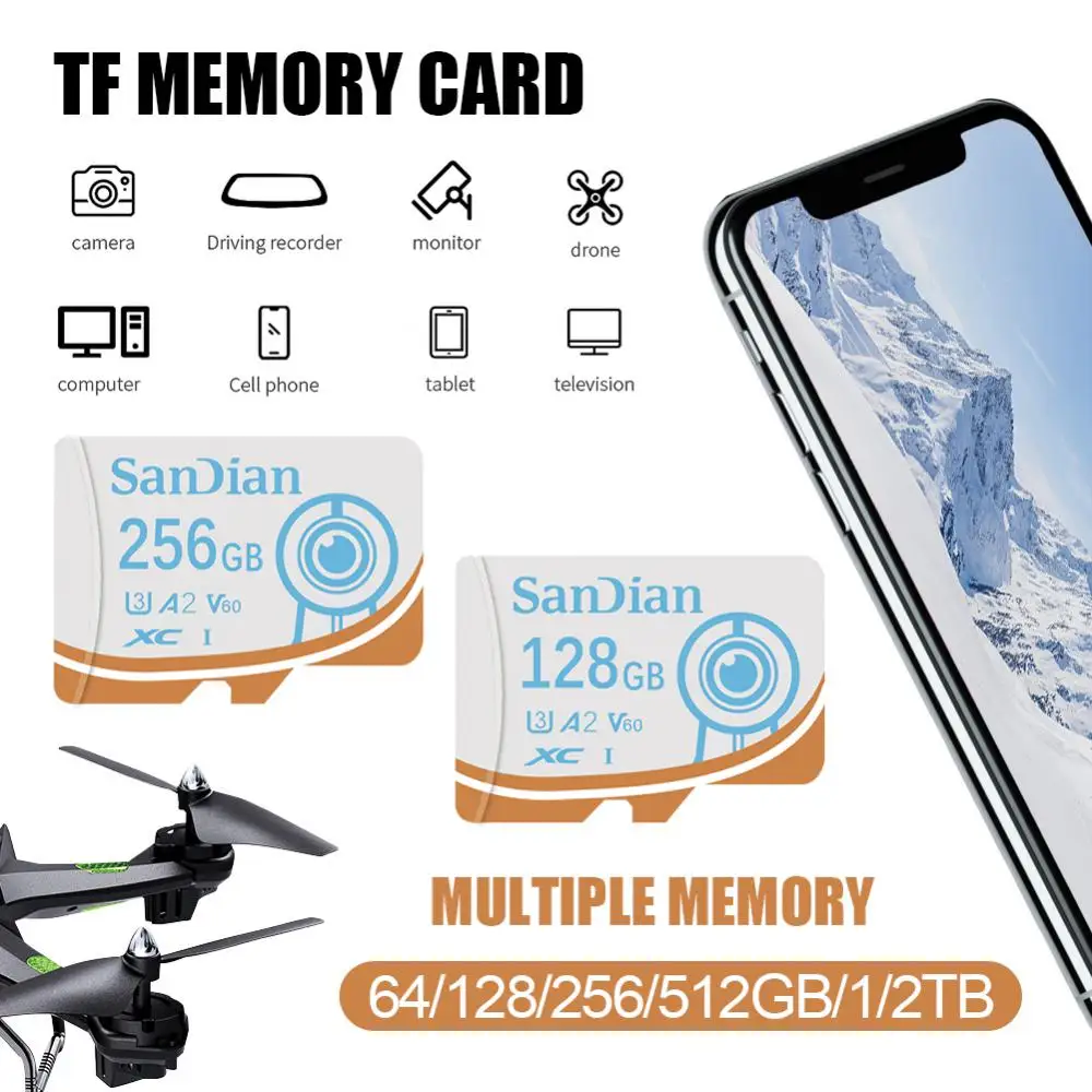 Kartu memori SD 2TB 512GB asli, kartu SD Mini 256GB dengan paket gratis adaptor Sd untuk bermain game