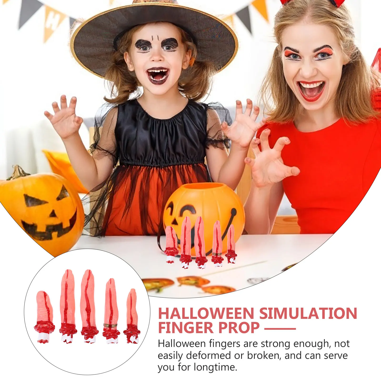 

1Set Halloween Simulation Broken Bloody Fingers Horror Party Props Scary Fake Blood Finger Decoration Fake Finger