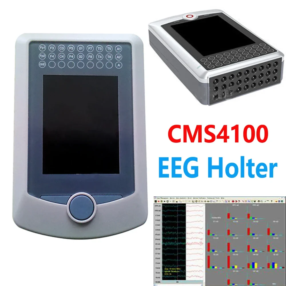 CMS4100 Dynamic EEG Holter 24 hours Record 16-Channel Brain Electric Activity System EEG machine + Analysis Software