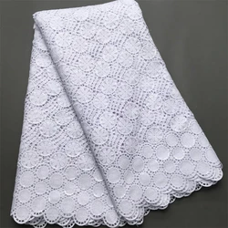 Pure White 5Yards Water Soluble Sequins Lace Fabric 2024 High Quality African Guipure Cord Lace Fabric For Wedding Party Dress