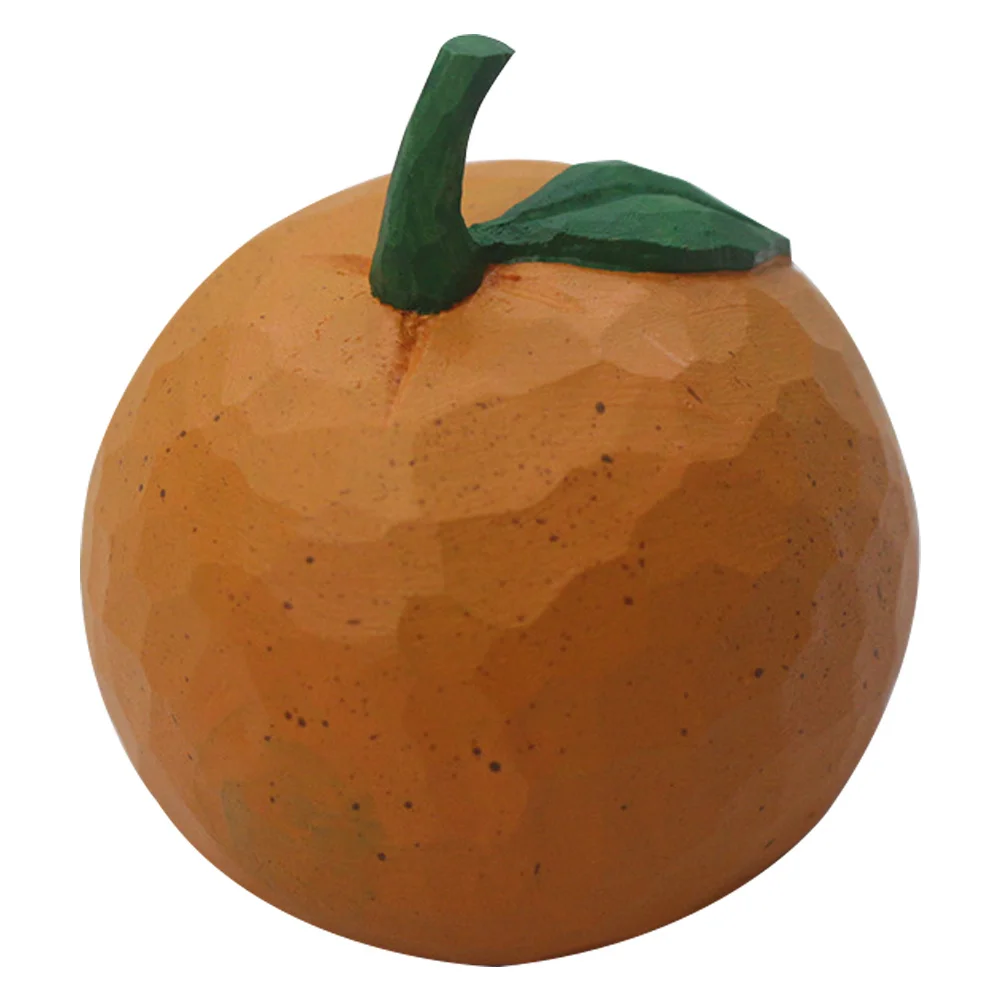

1pcs Handmade Adornment Simulation Carving Creative Desktop Decoration Mini Ornament Lifelike Home Decor Wood Orange Craft