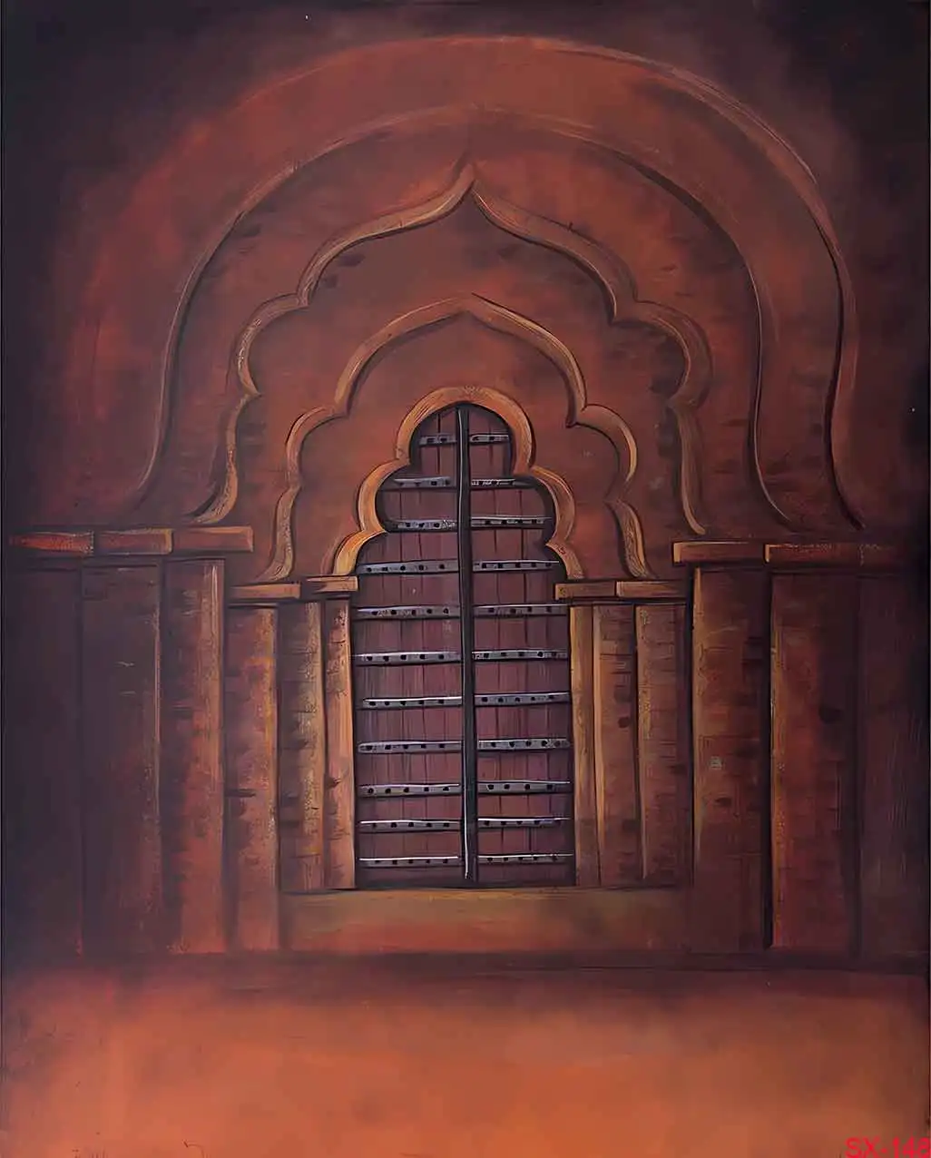 Indian Royal Palace Backdrop Interior Private Audience Hall in Anup Mahal and Maharaja Throne with Gold Carvings Backdrops