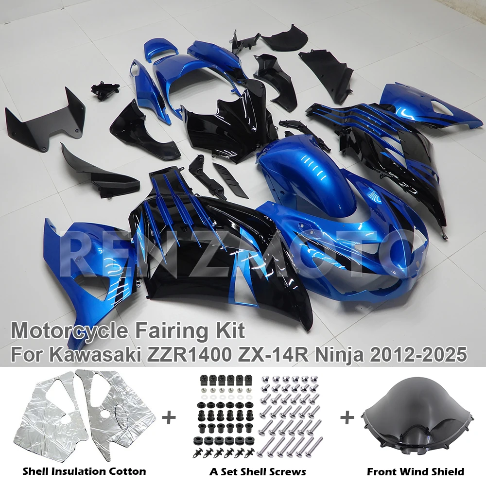 

Комплект обтекателя мотоцикла для Kawasaki ZX14R ZZR1400 2012-2024, панель обтекателей ZX14 ZZR 1400R 12-24, зеленый глянцевый корпус, корпус капота