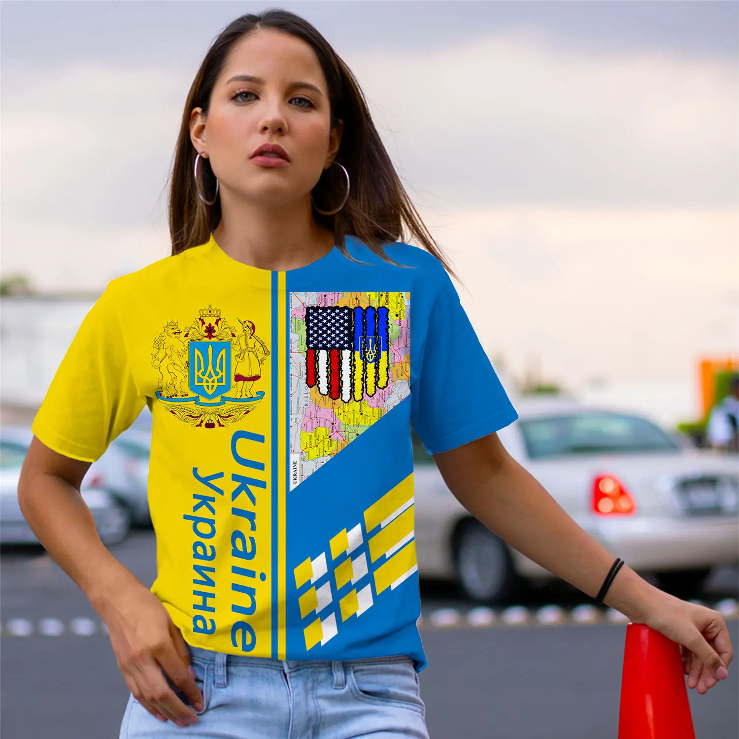 2022 Cool Fashion Ukraine T Shirt For Women Ukraine Flag Print 3D T-Shirts Summer Girls Short Sleeve Shirts