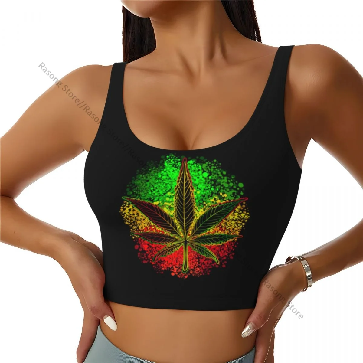 Women Sexy Sports Vest Rasta Leave Female Streetwear Sport Lingerie Tee Crop Top