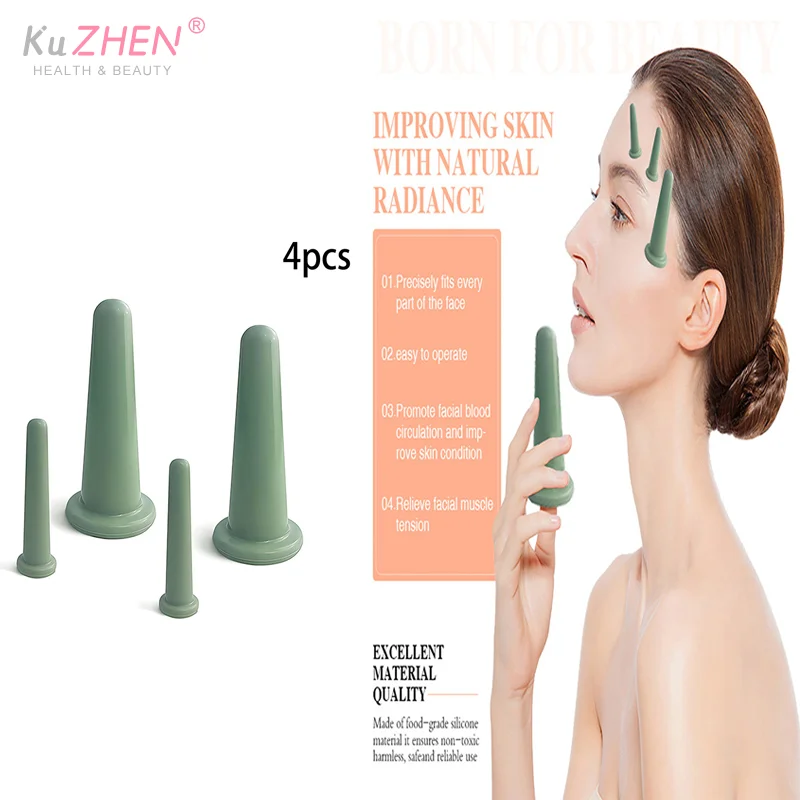 Silicone Vacuum Cupping Massage Jars Anti Cellulite Massage Facial Suction Cups Face Neck Lift Skin Scraping Guasha Anti Wrinkle