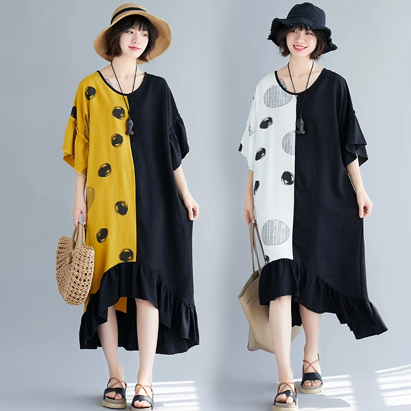 Tannt Frauen Kleid Patchwork Asymmetrie Lange Kleider Für Frauen 2025, Neue Sommer Mode Farbe Passenden Unregelmäßigen Casual Kleider