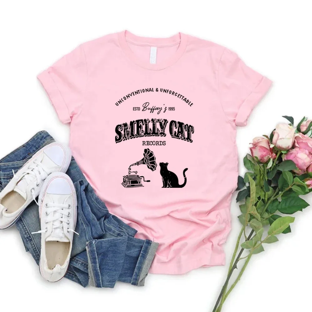Vintage Cat T-shirt TV Show Inspired Shirt 90s TV Show Tee Friends Series Tshirt Short Sleeve Women\'s T-shirts Casual Clothes