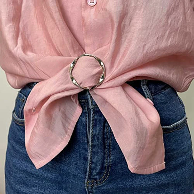 10PCS Scarf Ring Clip Tie Ring Clips For Women Fashion T-Shirt Twist Knot Clip Buckle Circle Clothing Ring Wrap Holder