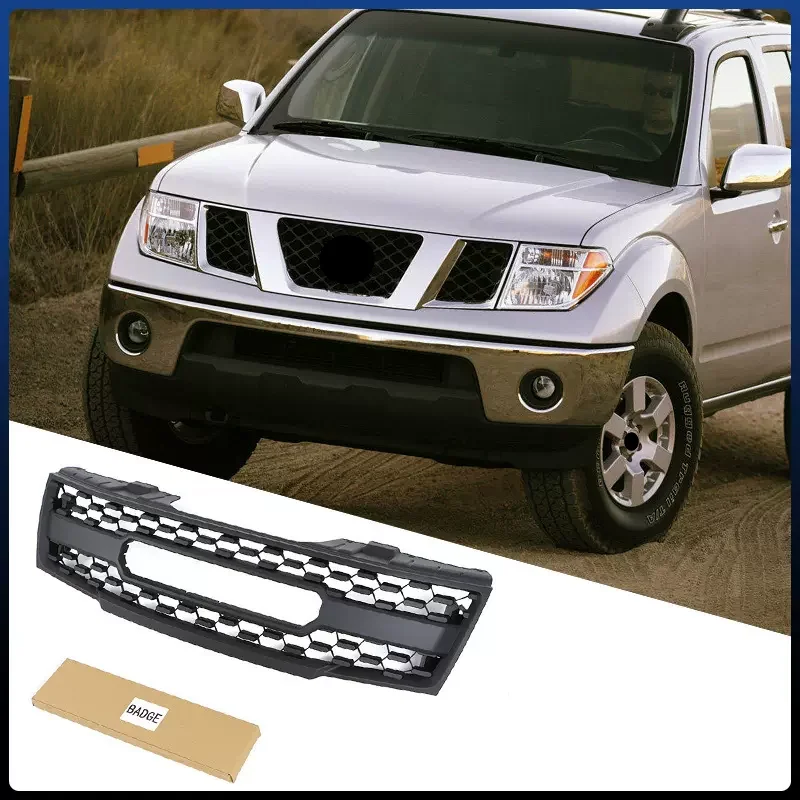 Car Front Bumper Grill with lights For Nissan Frontier 05-08 modified grille Mask Net Radiator body Kit Car Accessories