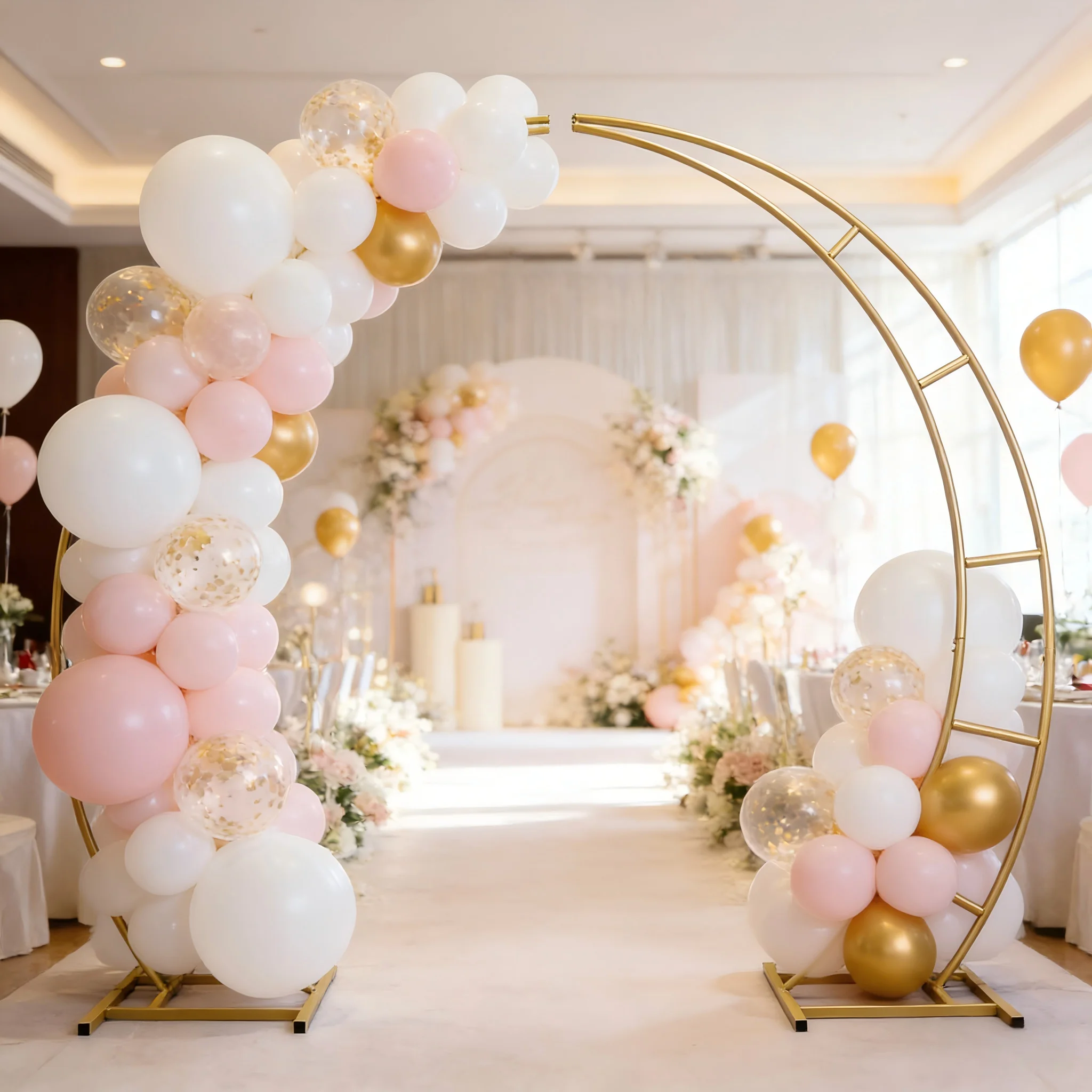 

Свадебные декорации: одноярусная арка из кованого железа, изогнутая полка для украшений, декор для свадебных вечеринок на открытом воздухе, для цветочных композиций и воздушных шаров.