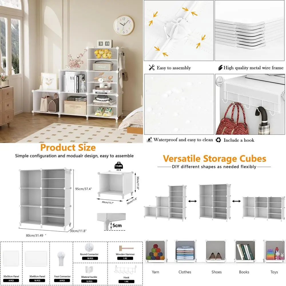 

Space-Saving 6-Cube Organizer - Portable Storage Shelves for Clothes, Closets, Bedrooms, and Offices in White