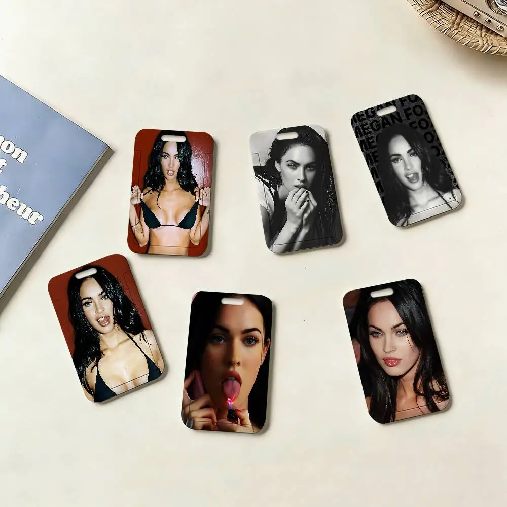 

Singer M-Megan Fox Holder ID Name Tag Cover Company Work Card Holder For Staff Employees Bus Card Sleeve With Lanyard