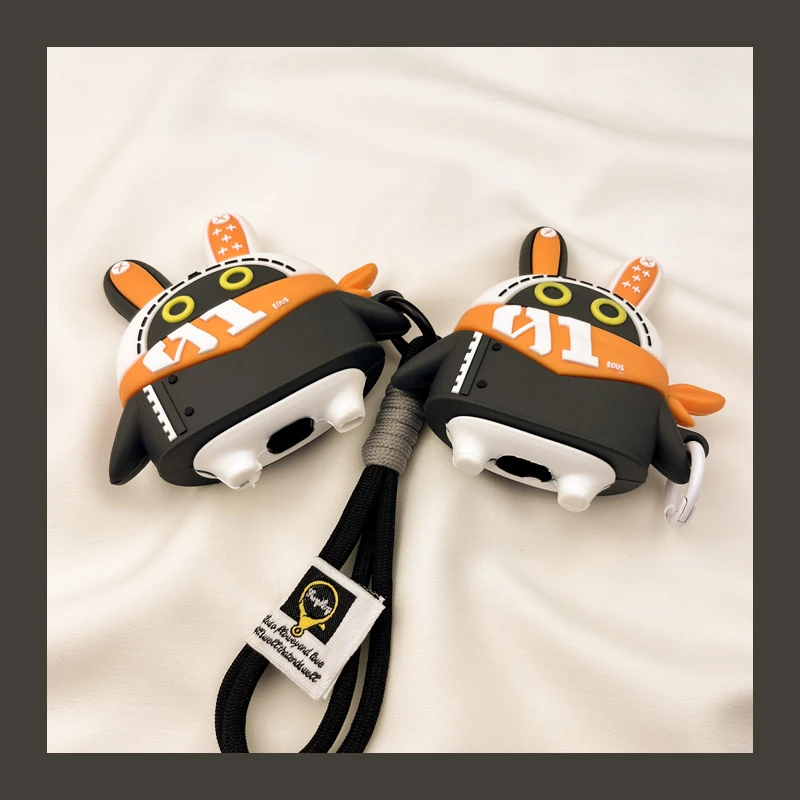 Juequ Zero Fat Rabbit Linda mascota Bom AirPods 4 Funda Compatible con AirPods 3 Apple Pro Funda para auriculares con llavero