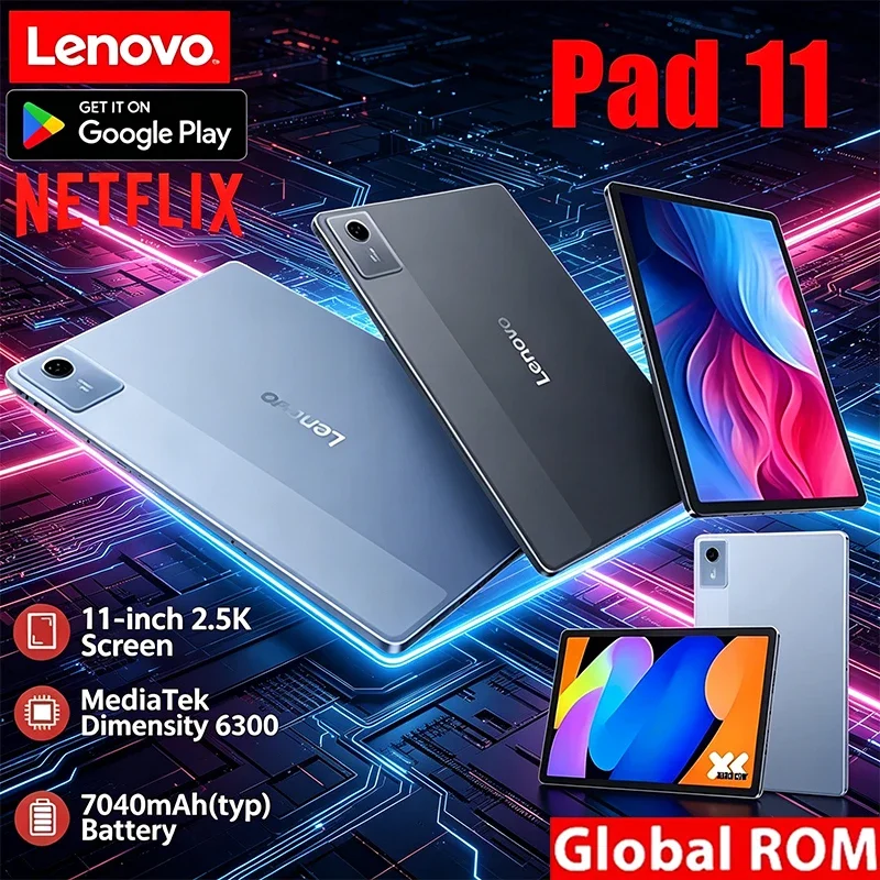 Lenovo Xiaoxin Pad 11 Tablet MediaTek Dimensity 6300 2.5K Screen, 7040mAh Battery WIFI Android Global ROM Google Play Supported