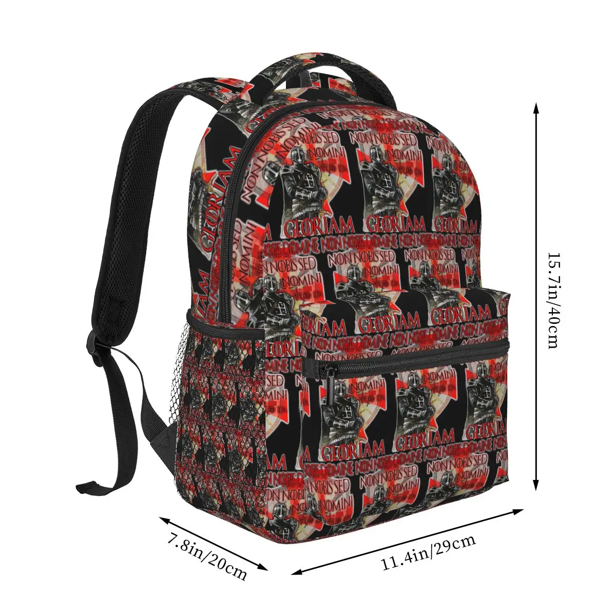 Knights Templar Cross Shield Symbol Medieval Sword Emblem Secret Order Backpack Student Boys Girls BookBag Computer Shoulder Bag