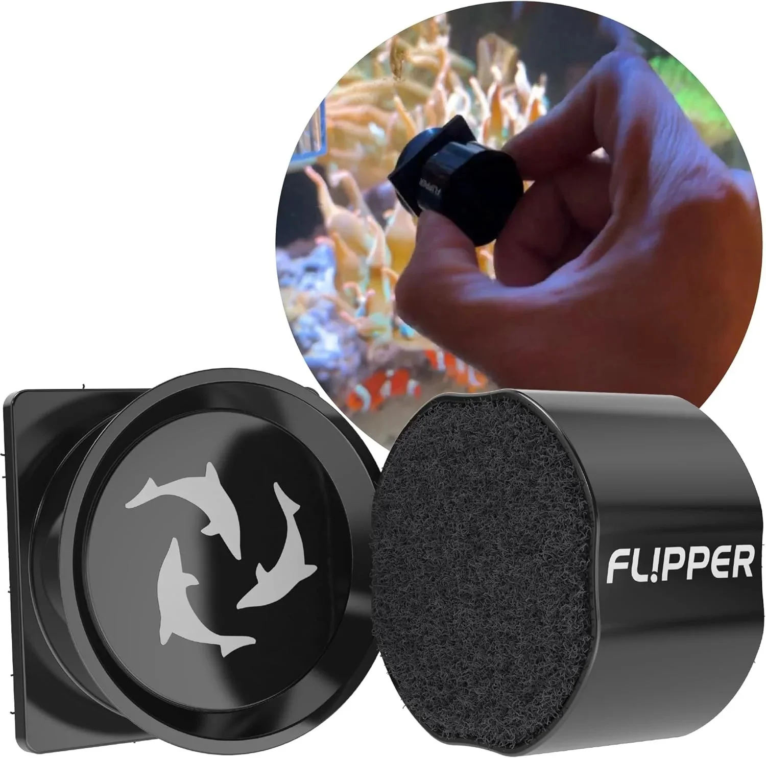 Flipper Pico Black 2 In 1 Dual Sided Aquarium Magnet Algae Cleaner Scrubber Scraper for Small Glass Fish Tanks Up to 6mm