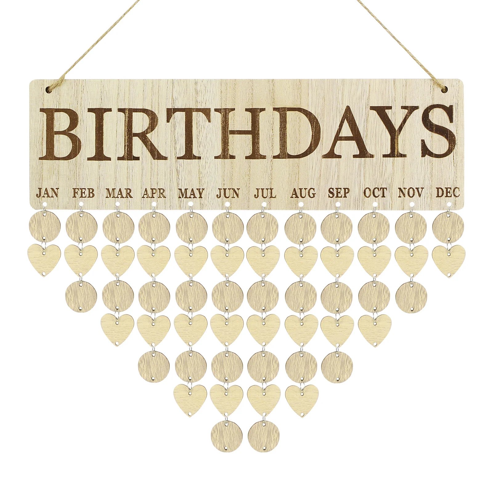 나무 블록 캘린더 나무결 생일 알림 가족 기념일 보드 벽걸이 장식 홈 페스티벌 선물